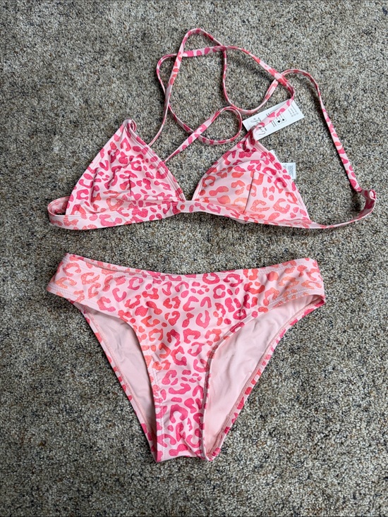 Cupshe Other - Cupshe Pink Leopard-Print Girls Two-Piece Swim Set